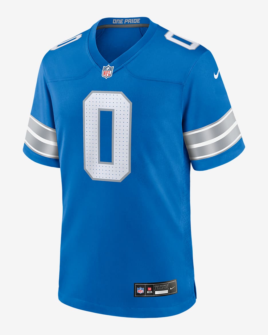 Jersey de fútbol americano Nike de la NFL Game para hombre Terrion Arnold Detroit Lions - Azul