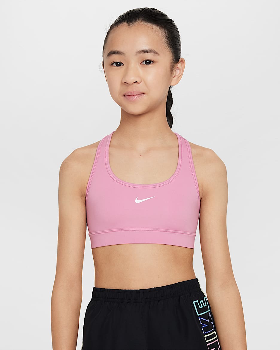 Nike Swoosh Girls' Sports Bra - Magic Flamingo/White