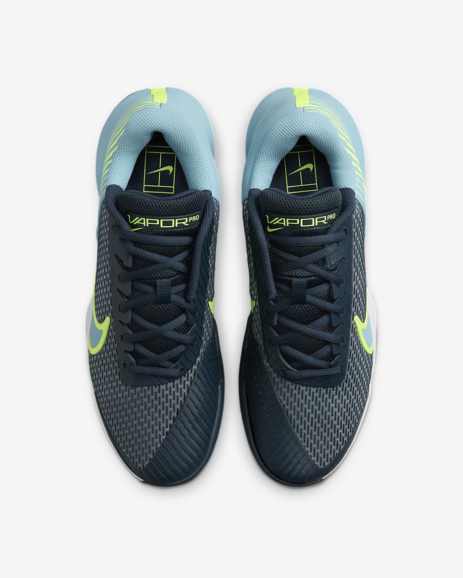 NikeCourt Air Zoom Vapor Pro 2 Men's Hard Court Tennis Shoes - Armory Navy/Volt/Denim Turquoise