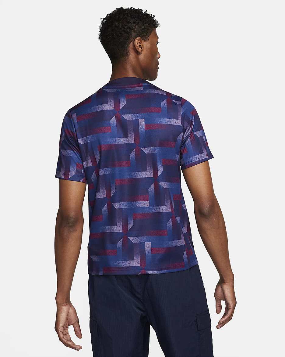 Haut de foot à manches courtes d'avant-match Nike Dri-FIT Angleterre Academy Pro pour homme - Purple Ink/Purple Ink/Sesame