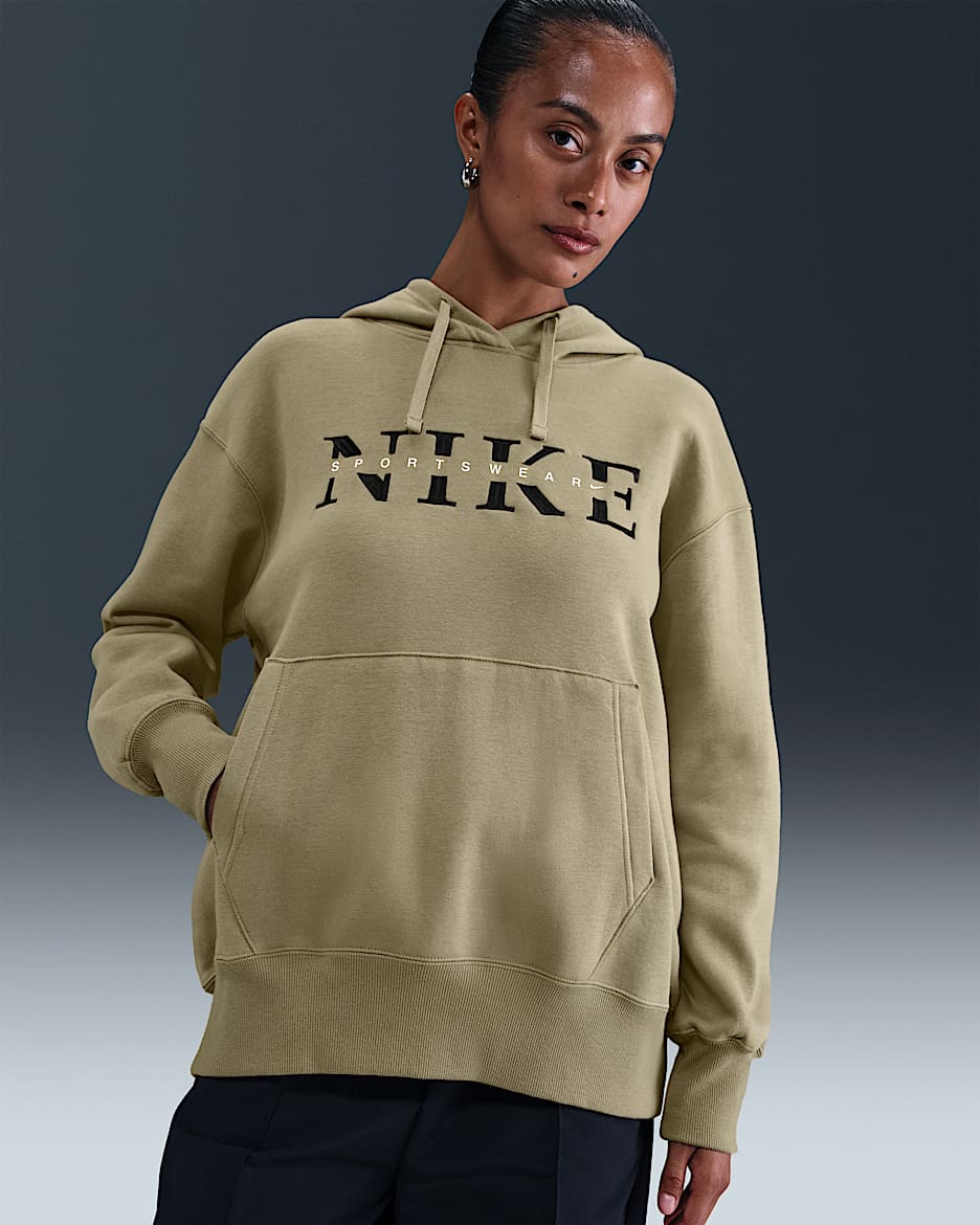 Sudadera con gorro sin cierre oversized para mujer Nike Sportswear Phoenix Fleece - Oliva neutro