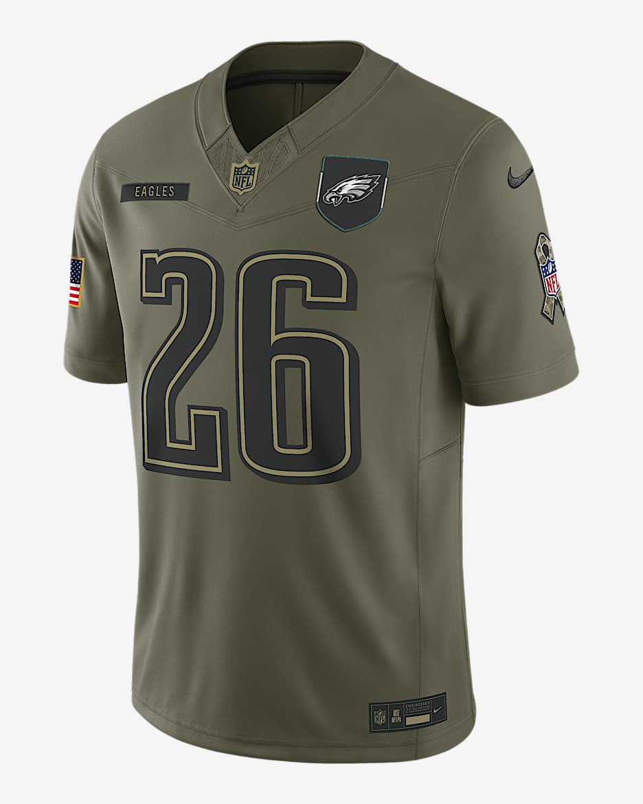 Saquon Barkley Philadelphia Eagles Salute to Service Men's Nike Dri-FIT NFL Limited Jersey - Medium Olive