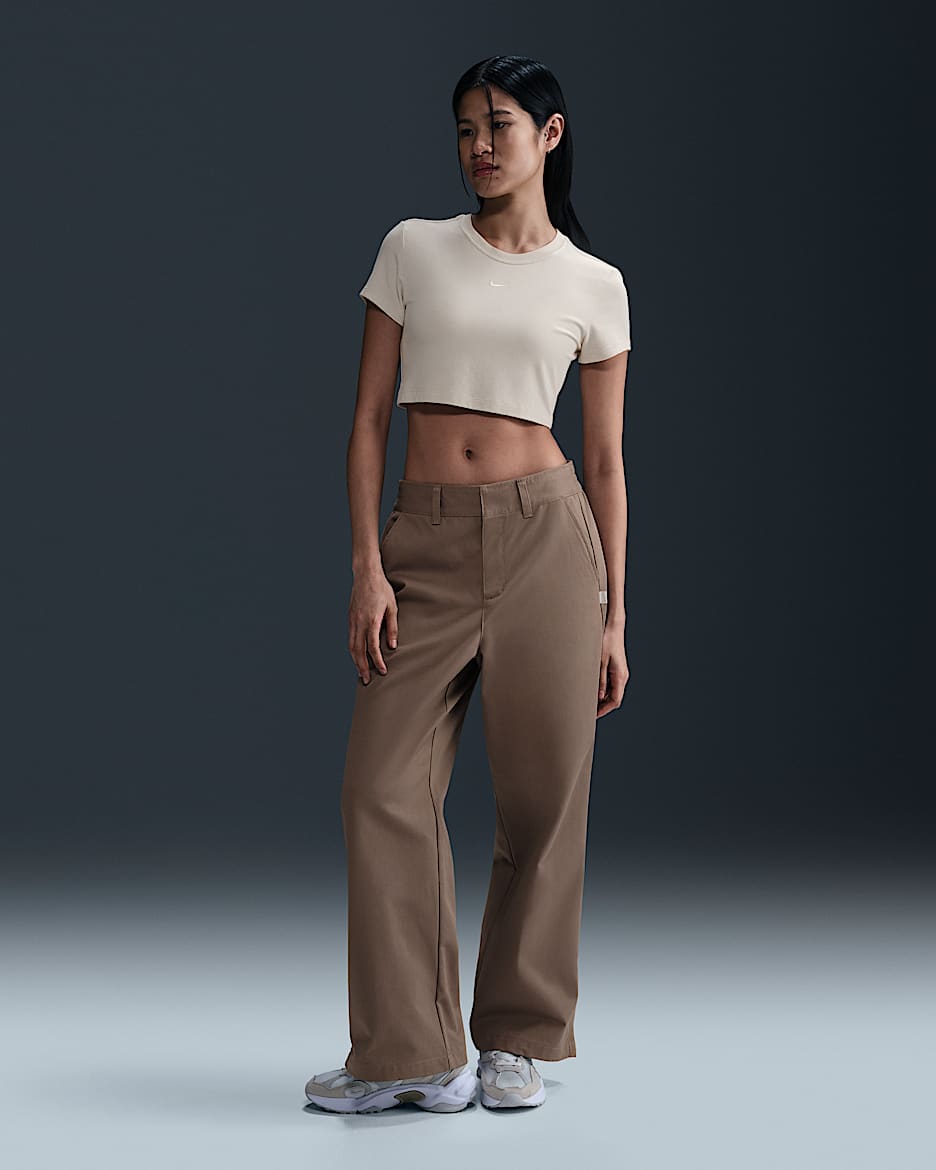 Pantalón de sarga de tiro medio para mujer Nike Sportswear Collection - Marrón visón/Marrón visón