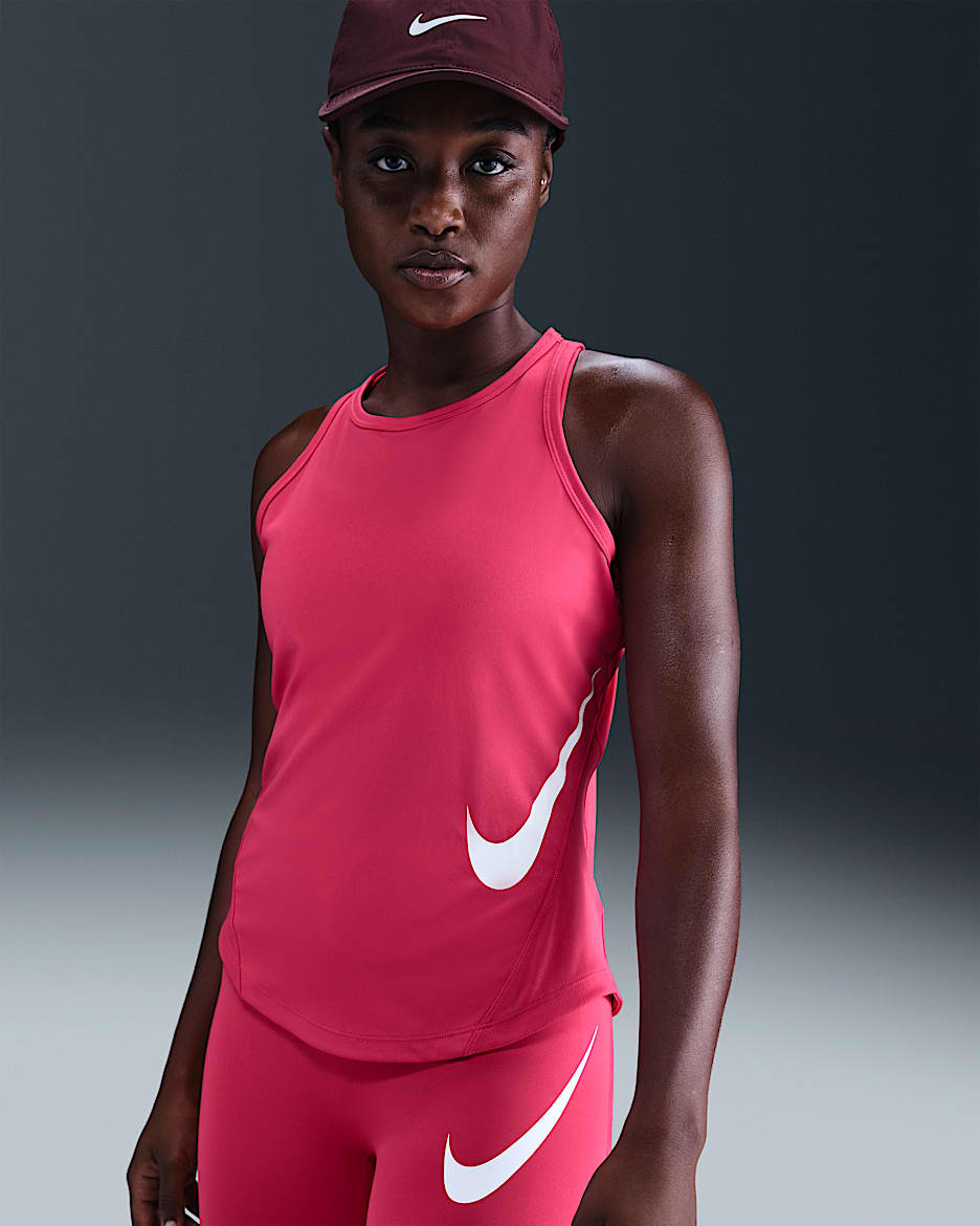 Nike Tempo Swoosh Run Women's Dri-FIT Running Tank Top - Rush Pink/White
