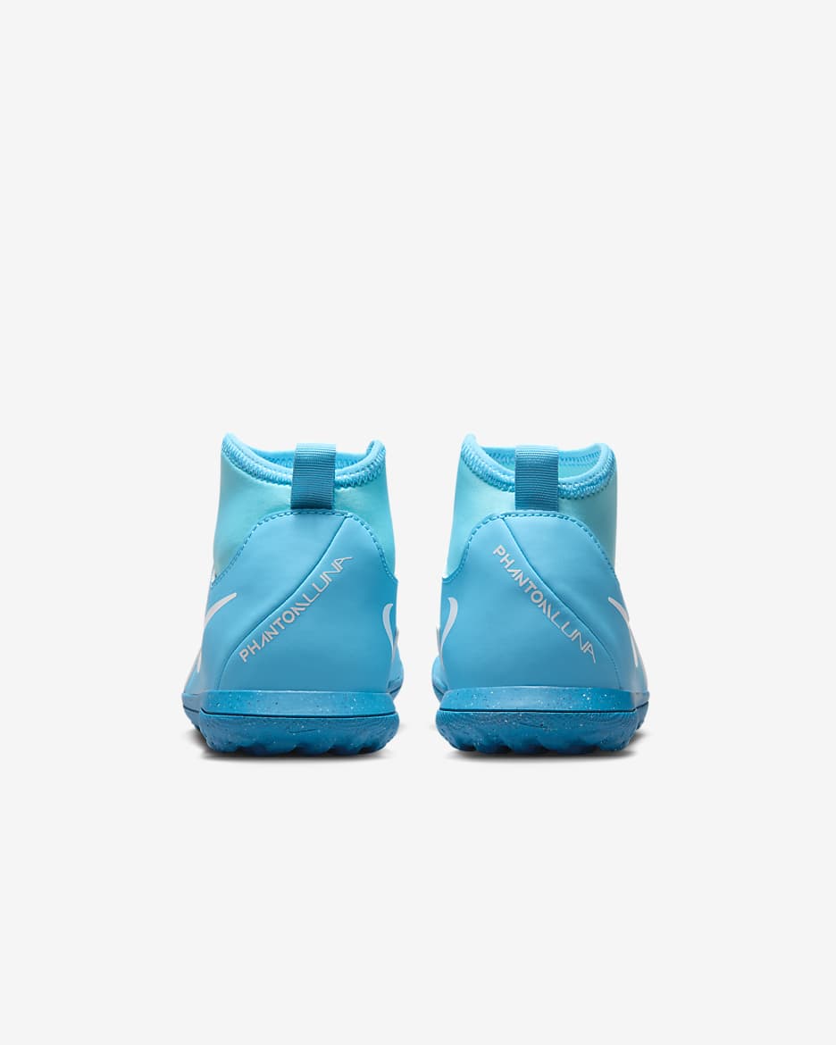 Nike Jr. Phantom Luna 2 Club Younger/Older Kids' TF High-Top Football Shoes - Blue Fury/White