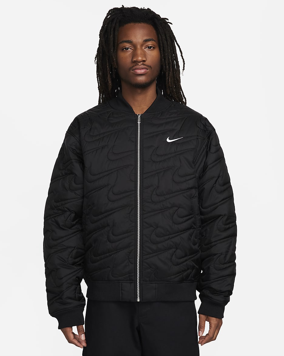 Chamarra acolchada para hombre Nike Sportswear Swoosh - Negro/Blanco