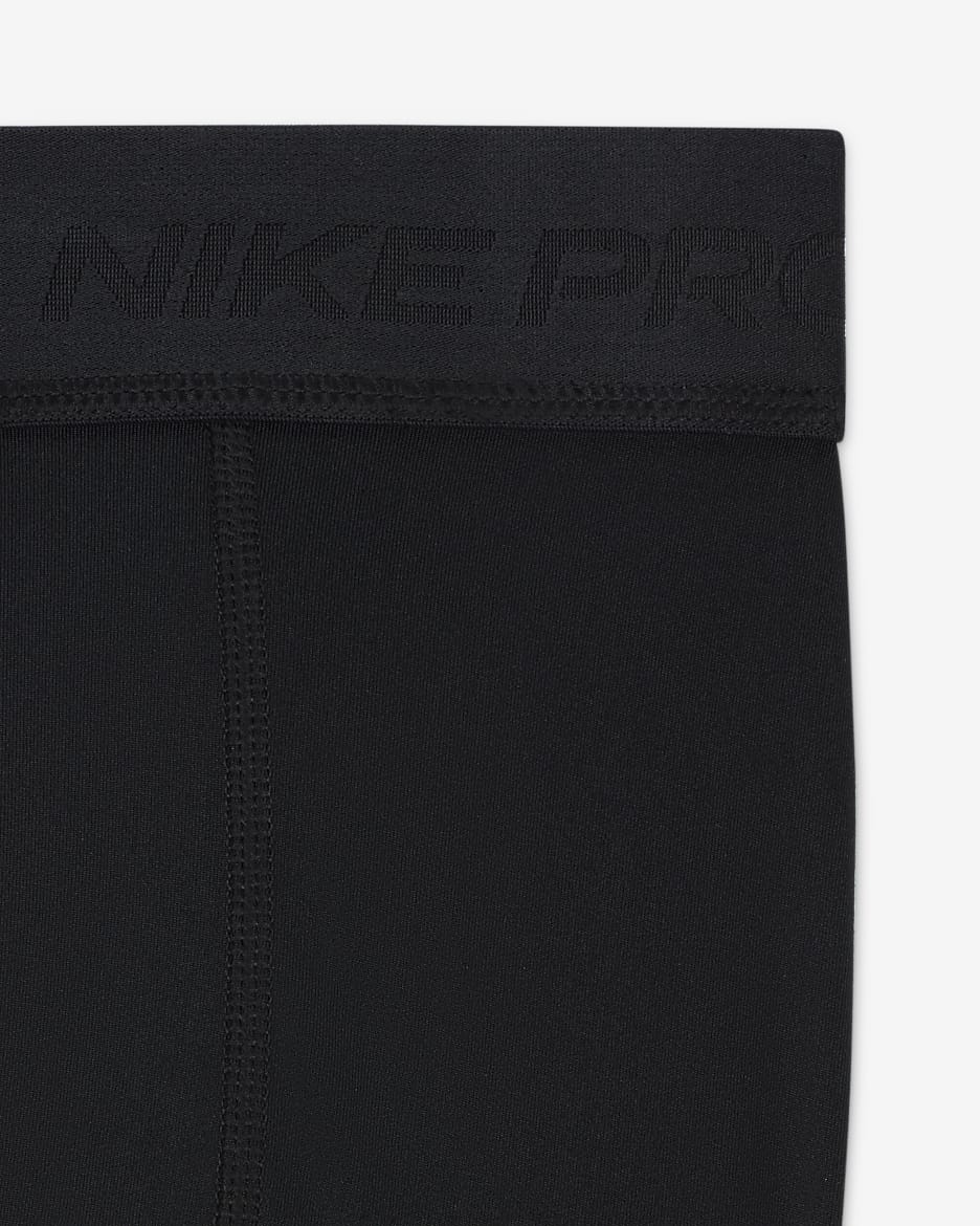 Short Dri-FIT Nike Pro pour ado (garçon) - Noir/Noir/Blanc