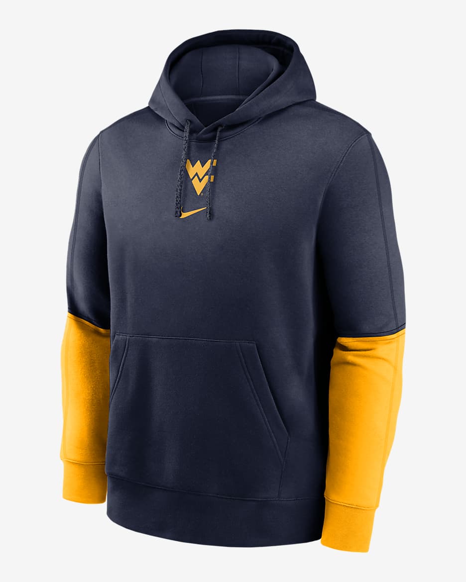 West Virginia Mountaineers Sideline Team Issue Club Men's Nike College Pullover Hoodie - Navy