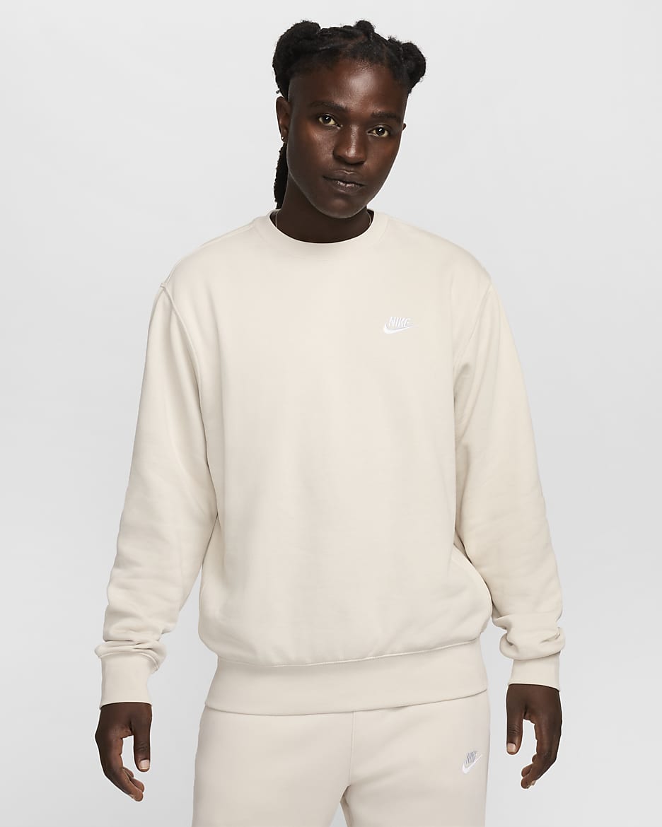 Nike Sportswear Club Fleece Erkek Crew Üst - Light Orewood Brown/Beyaz