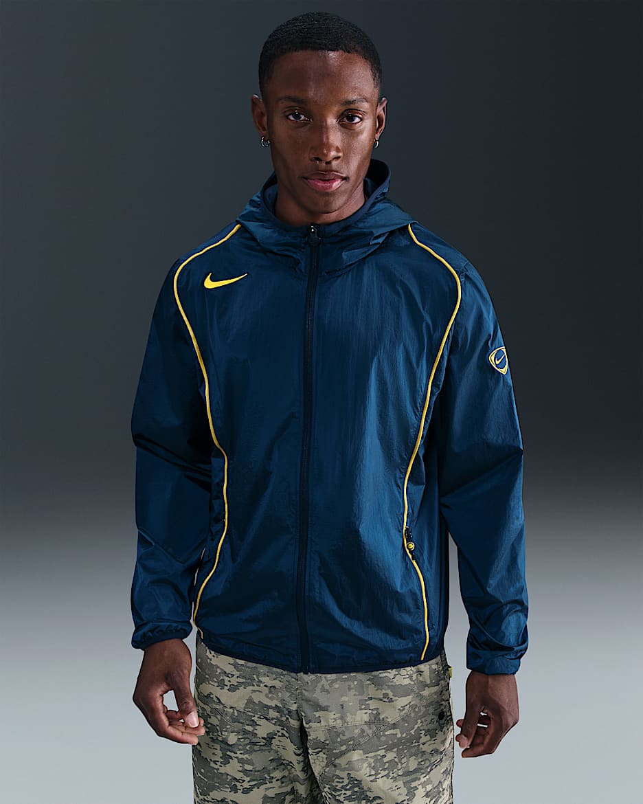 Nike Total 90 Repel-fodboldjakke med fuld lynlås til mænd - Midnight Navy/Game Royal/Lightning/Lightning