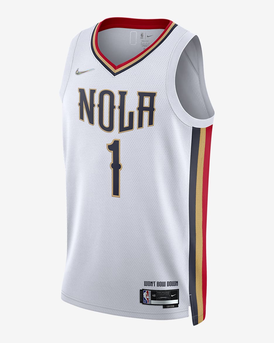New Orleans Pelicans City Edition Nike Dri-FIT NBA Swingman Jersey - White/Club Gold