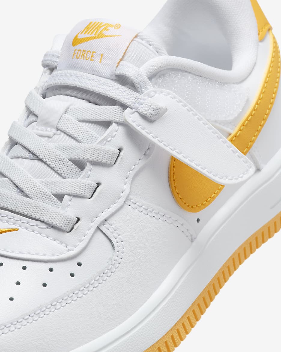 Nike Force 1 Low EasyOn Younger Kids' Shoes - White/White/University Gold