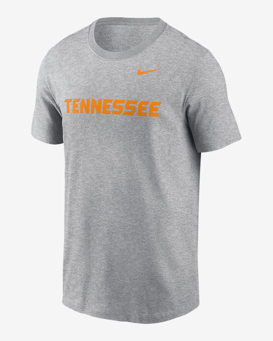 Playera universitaria Nike para hombre Tennessee Volunteers Primetime Wordmark - Gris jaspeado