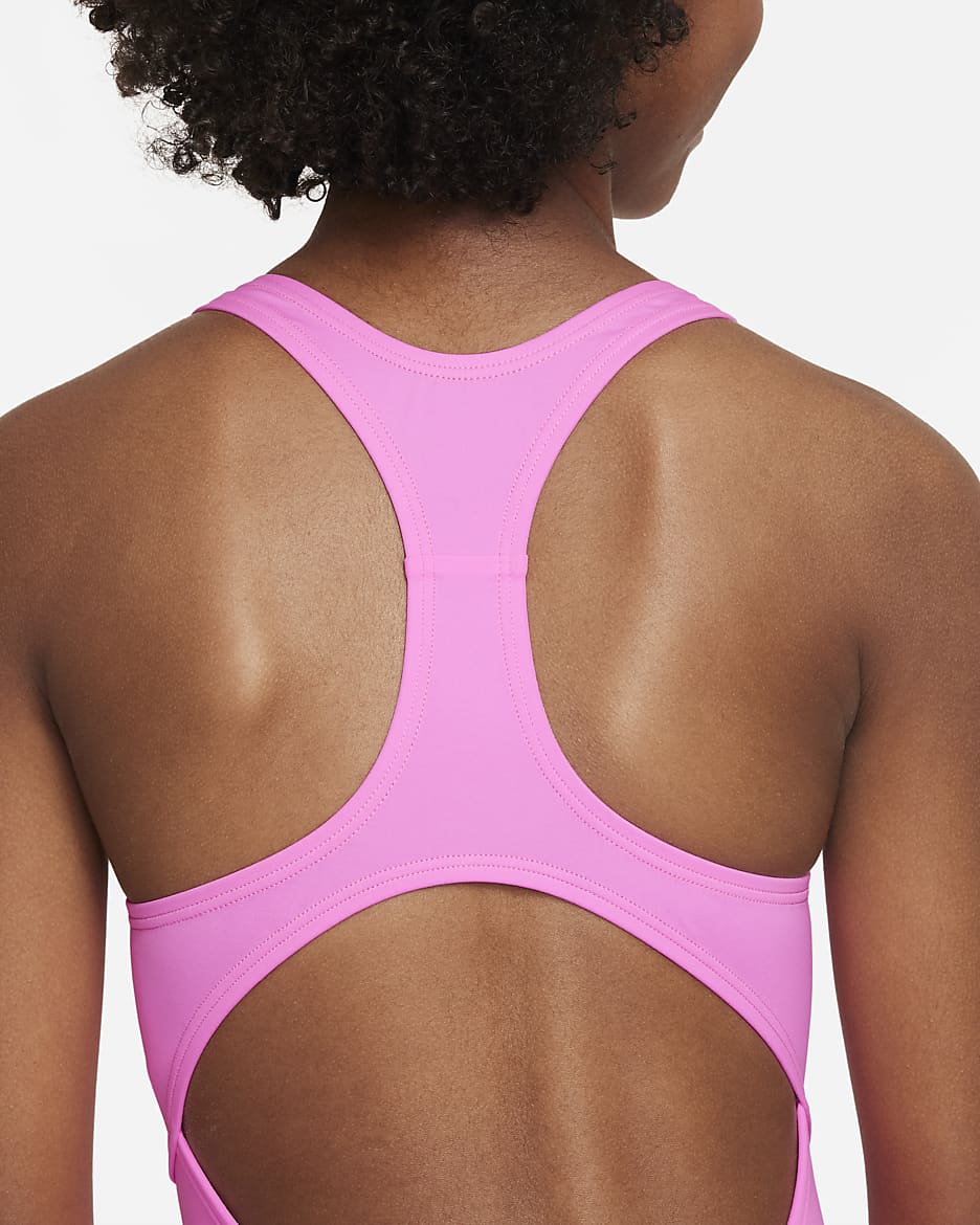 Nike Essential Big Kids' (Girls') Racerback 1-Piece Swimsuit - Pink Spell