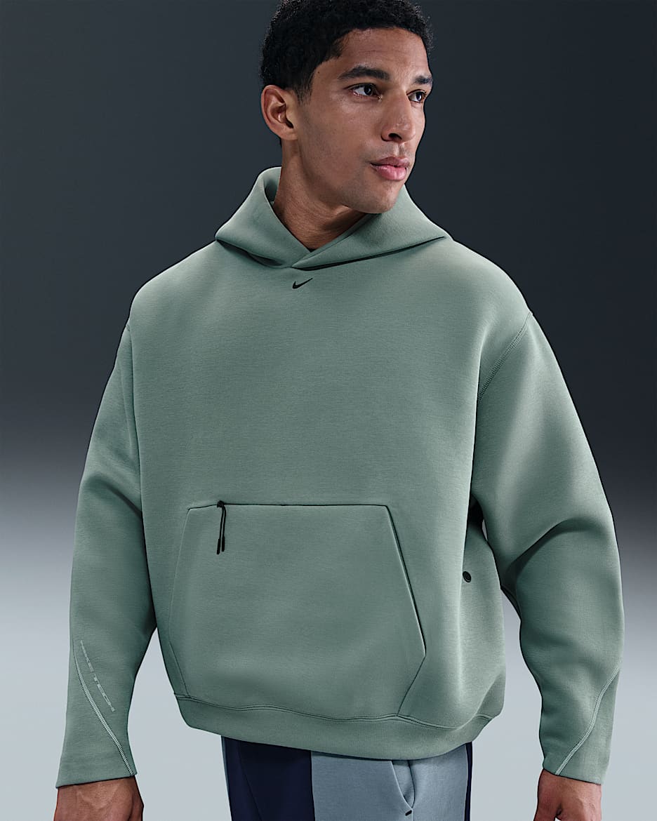 Nike Tech Men's Fleece Oversized Hoodie - Clay Green/Black
