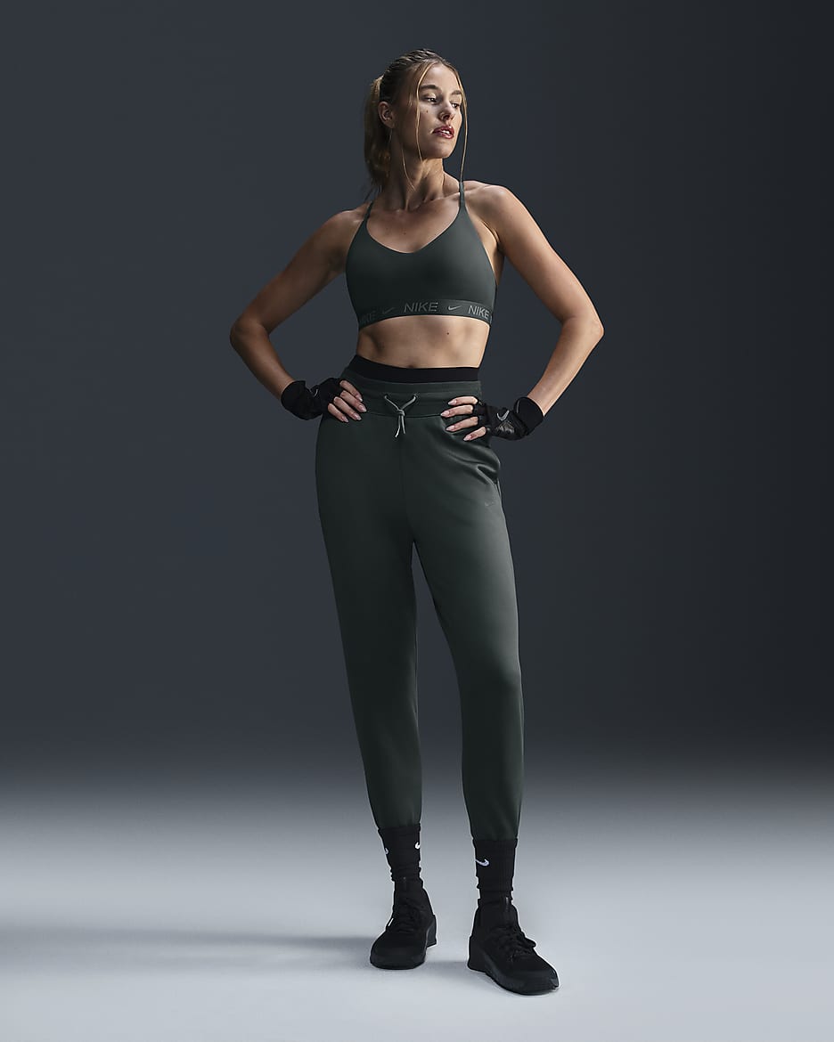 Joggers de tiro alto de 7/8 para mujer Nike Therma-FIT One - Verde vintage/Negro