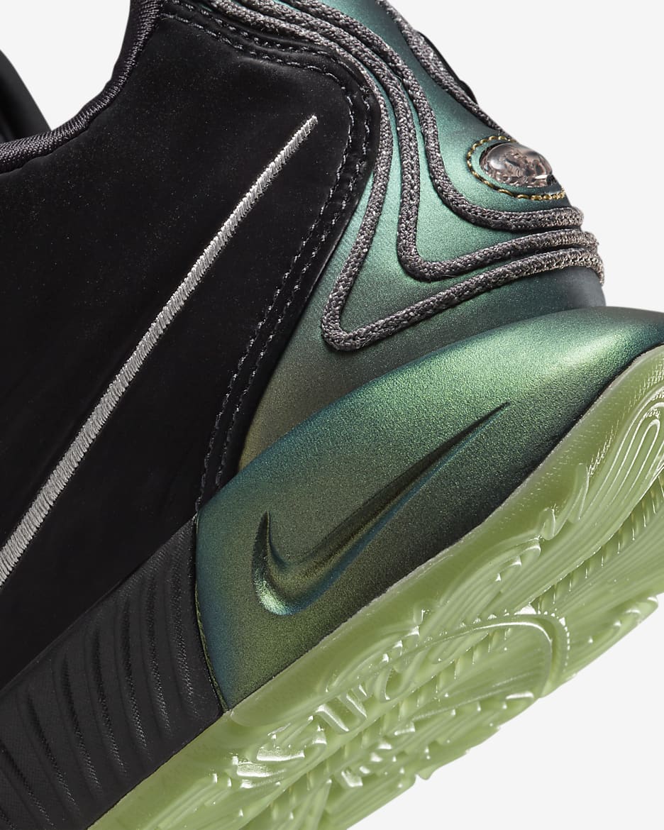 Calzado de básquetbol LeBron XXI "Tahitian" - Negro/Gris hierro/Verde aceite/Peltre metalizado