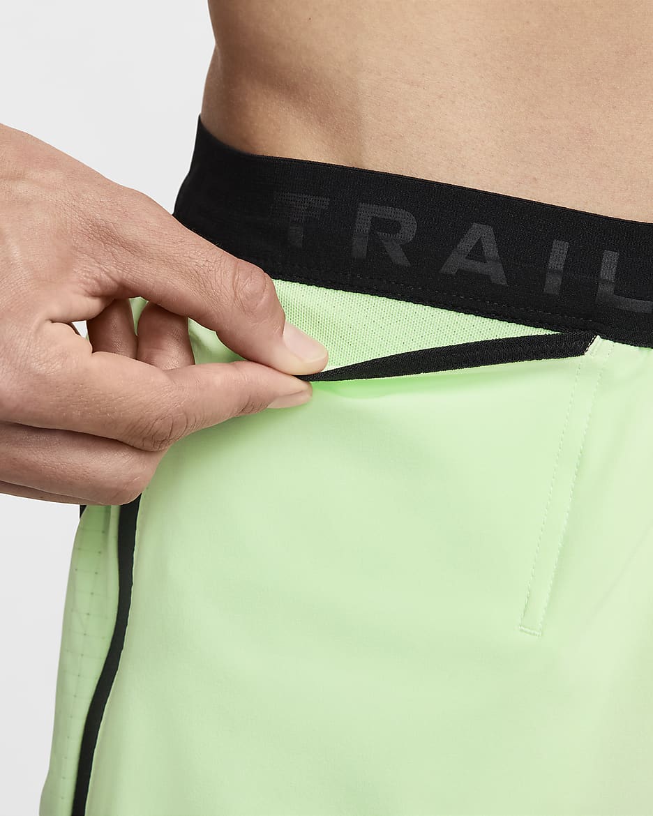 Nike Trail Second Sunrise Men's Dri-FIT 13cm (approx.) Brief-Lined Running Shorts - Vapour Green/Vapour Green/Black