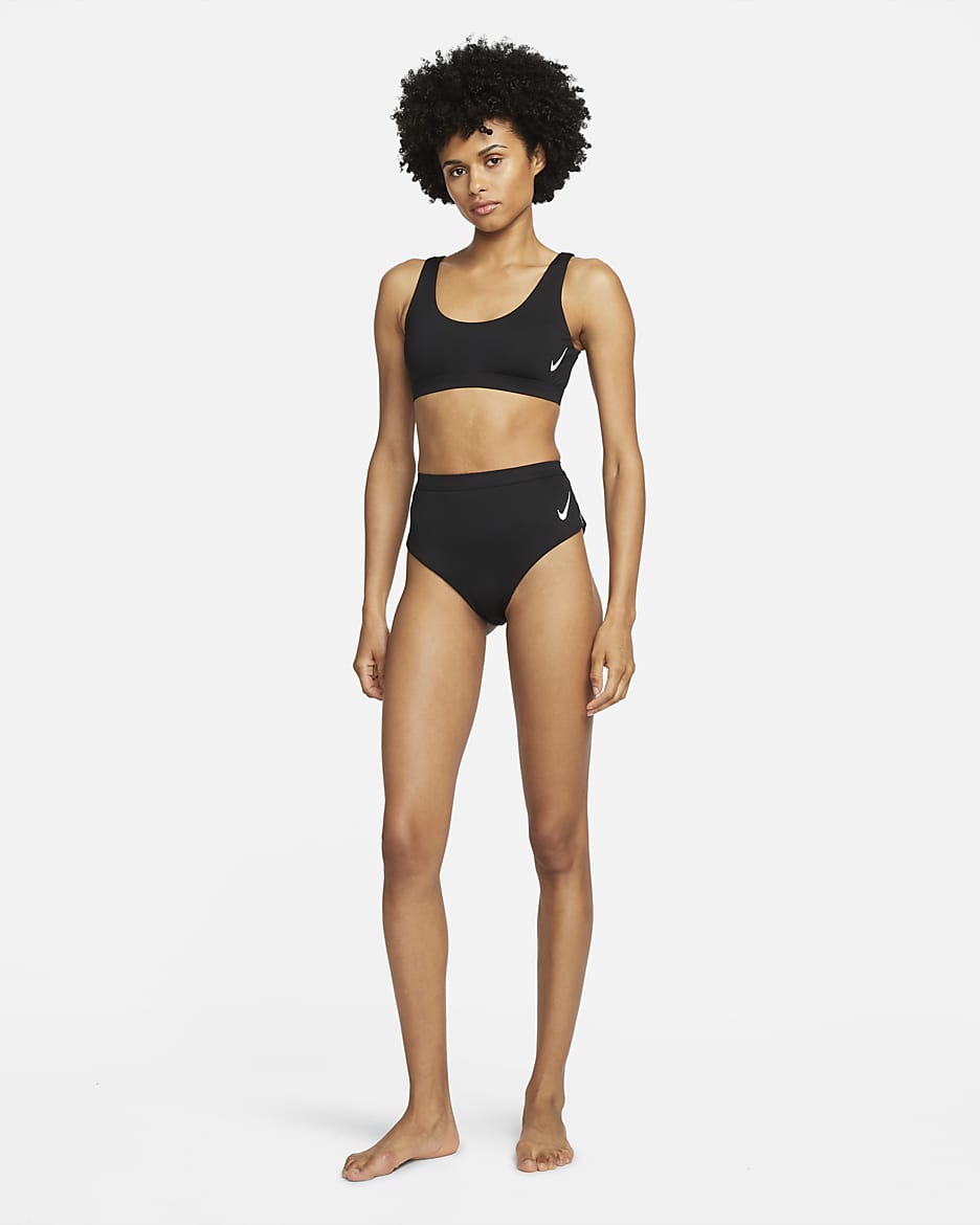 Nike Sneakerkini Women's Scoop Neck Bikini Top - Black/White/White