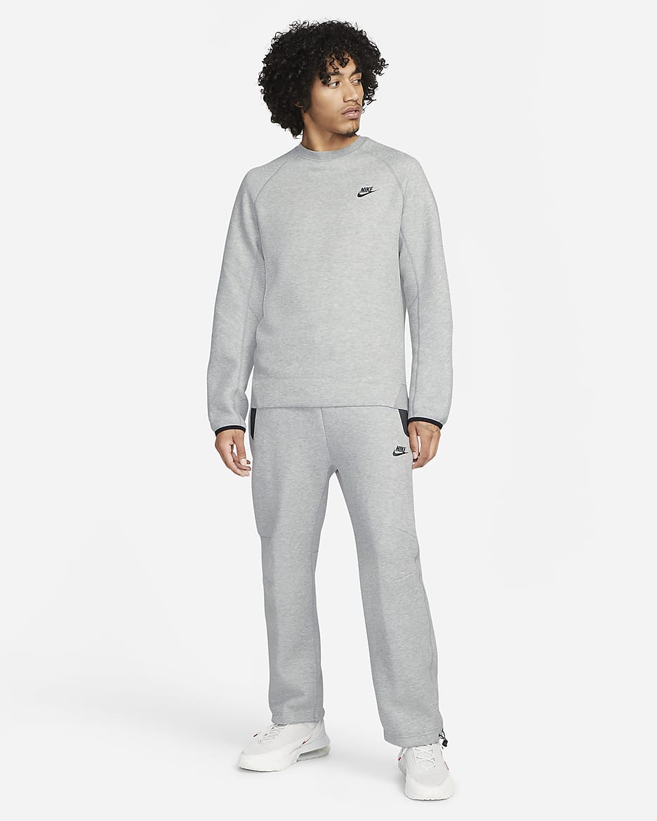 Pánská mikina s kulatým výstřihem Nike Sportswear Tech Fleece - Dark Grey Heather/Černá