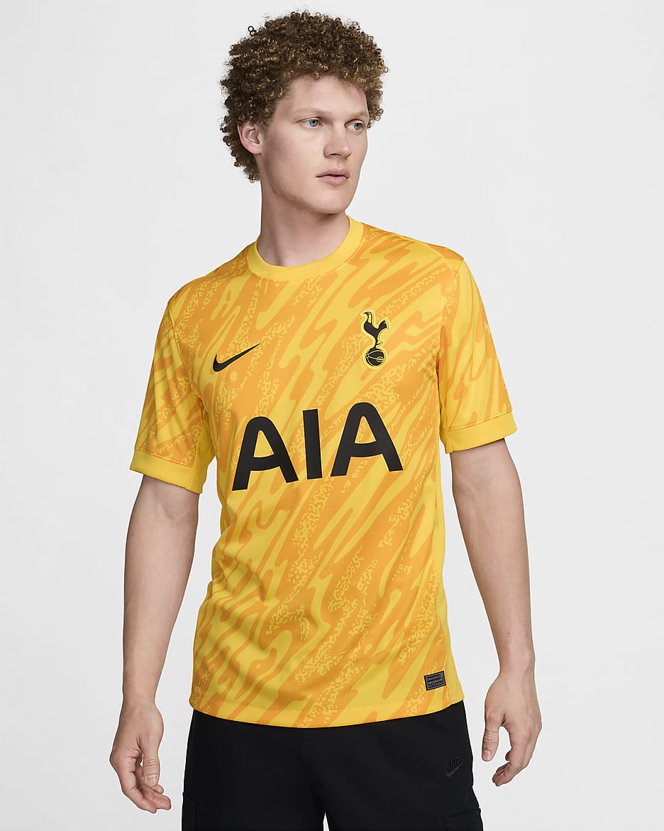 Tottenham Hotspur 2024/25 Stadium Goalkeeper Men's Nike Dri-FIT Soccer Short-Sleeve Replica Jersey - Tour Yellow/University Gold/Black