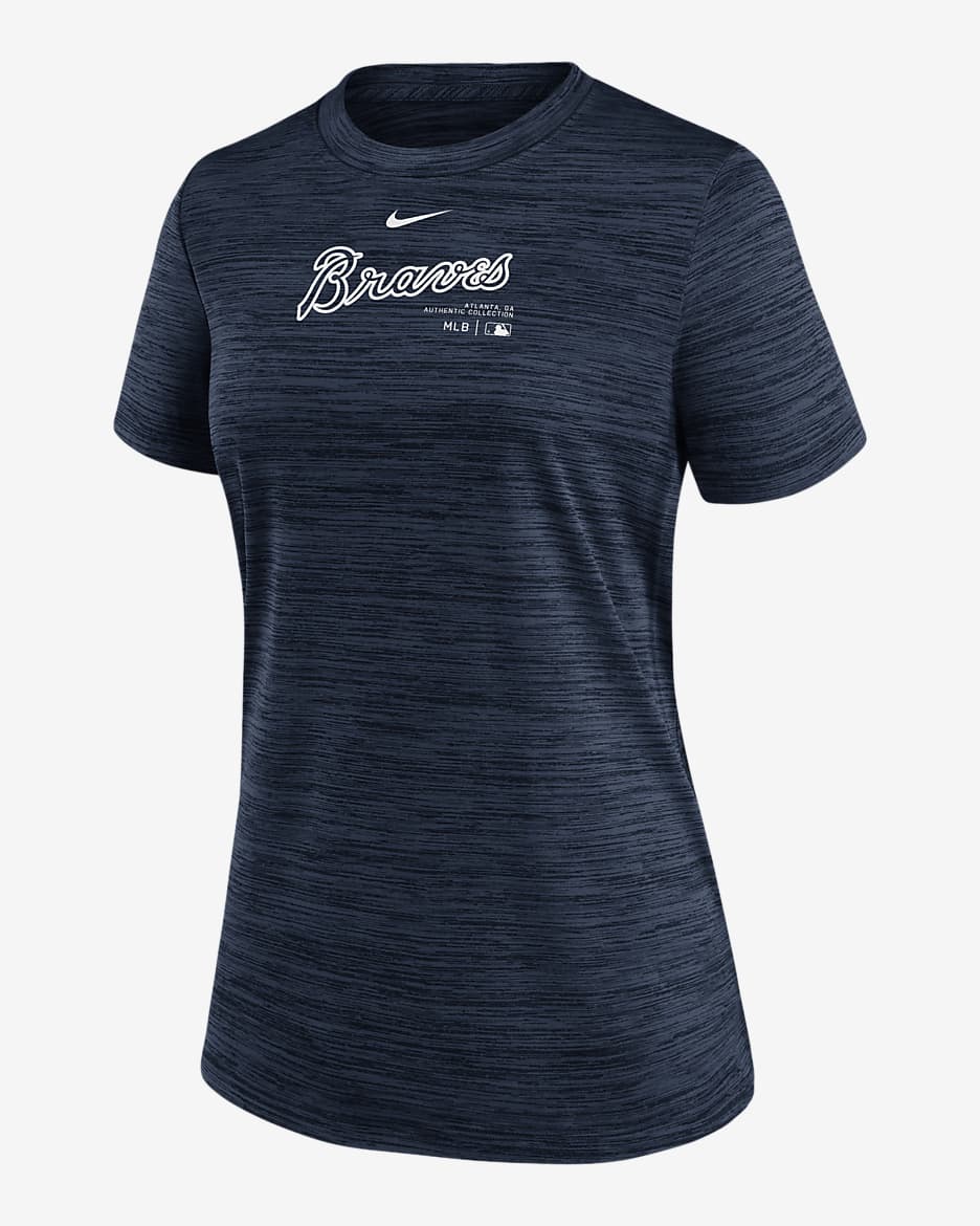Atlanta Braves Authentic Collection Practice Velocity Women's Nike Dri-FIT MLB T-Shirt - Navy
