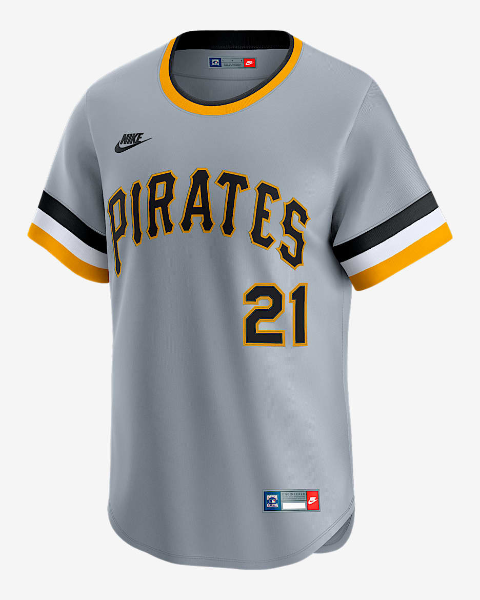 Roberto Clemente Pittsburgh Pirates Cooperstown Men's Nike Dri-FIT ADV MLB Limited Jersey - Grey