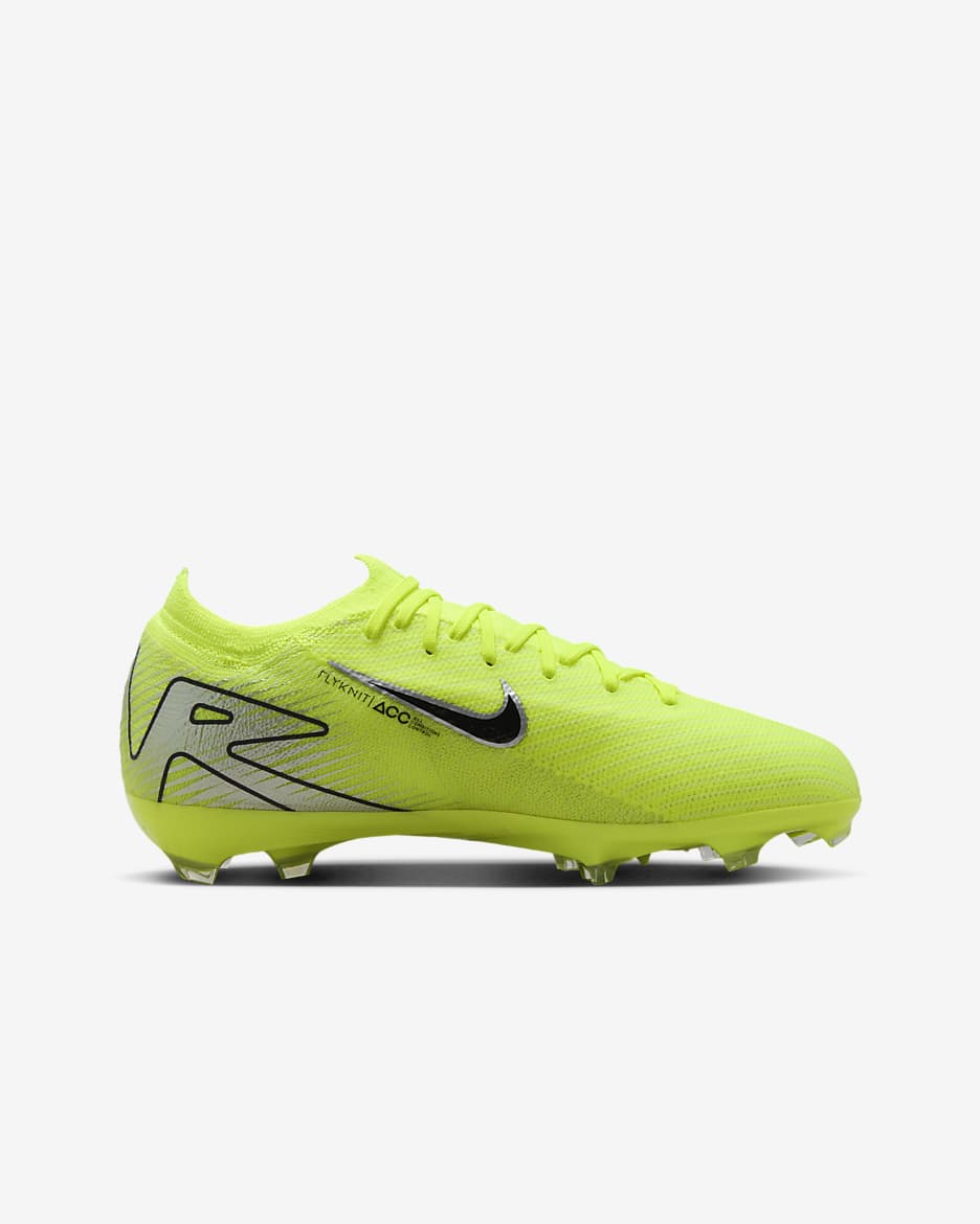 Nike Jr. Mercurial Vapor 16 Pro normál talajra készült, alacsony szárú futballcipő gyerekeknek/nagyobb gyerekeknek - Volt/Fekete