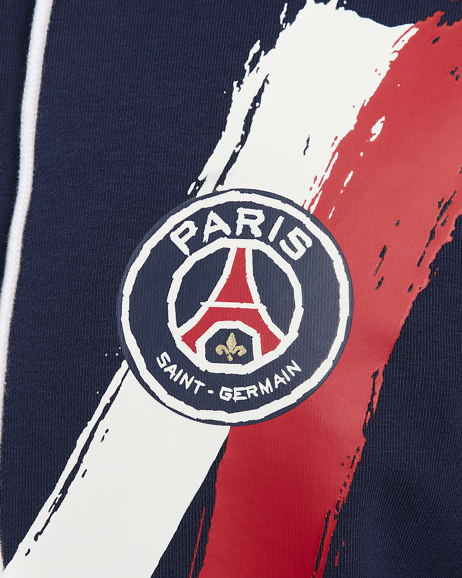 パリ サンジェルマン (PSG) スタンダード イシュー メンズ ナイキ Dri-FIT サッカー プルオーバー パーカー - ミッドナイトネイビー/ユニバーシティレッド