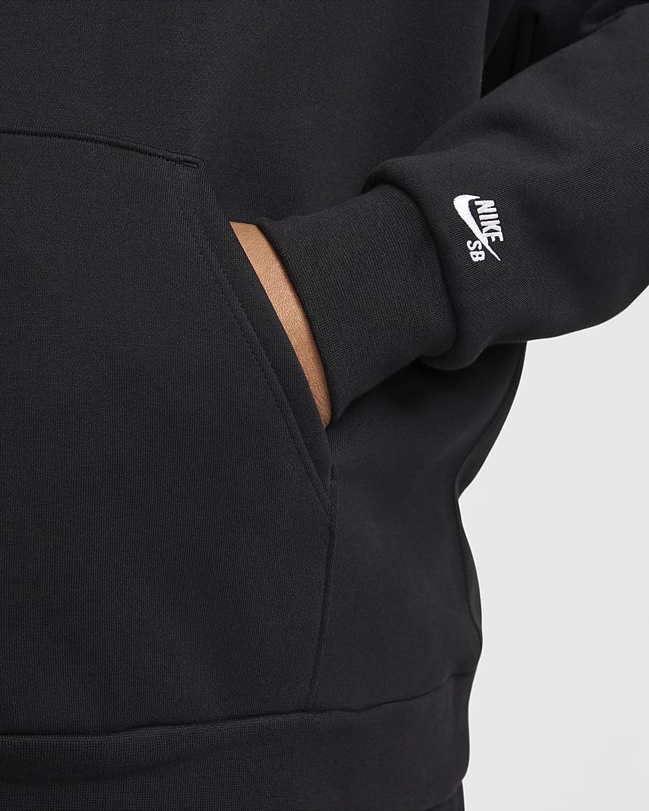 Nike SB Fleece Pullover Skate Hoodie - Black/White