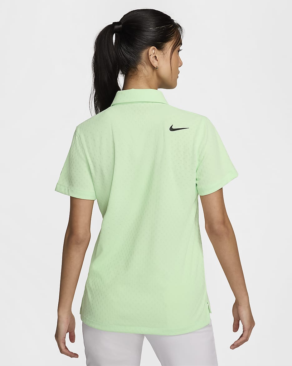 Kortärmad golfpikétröja Nike Tour Dri-FIT ADV för kvinnor - Vapor Green/Svart