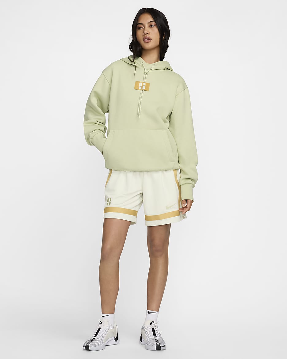 Sabrina Fleece Basketball Hoodie - Olive Aura/Sea Glass