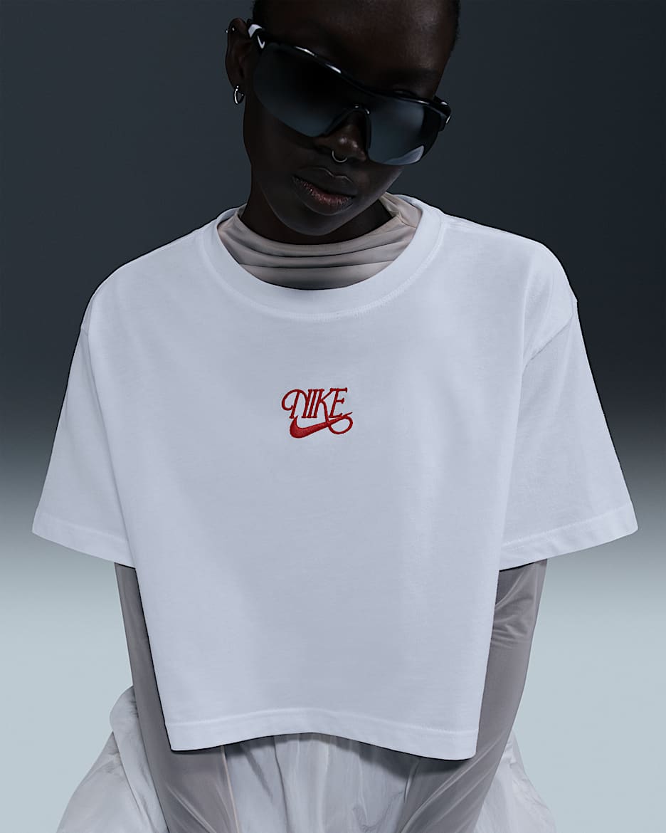 Nike Sportswear Women's Short-Sleeve Cropped T-Shirt - White