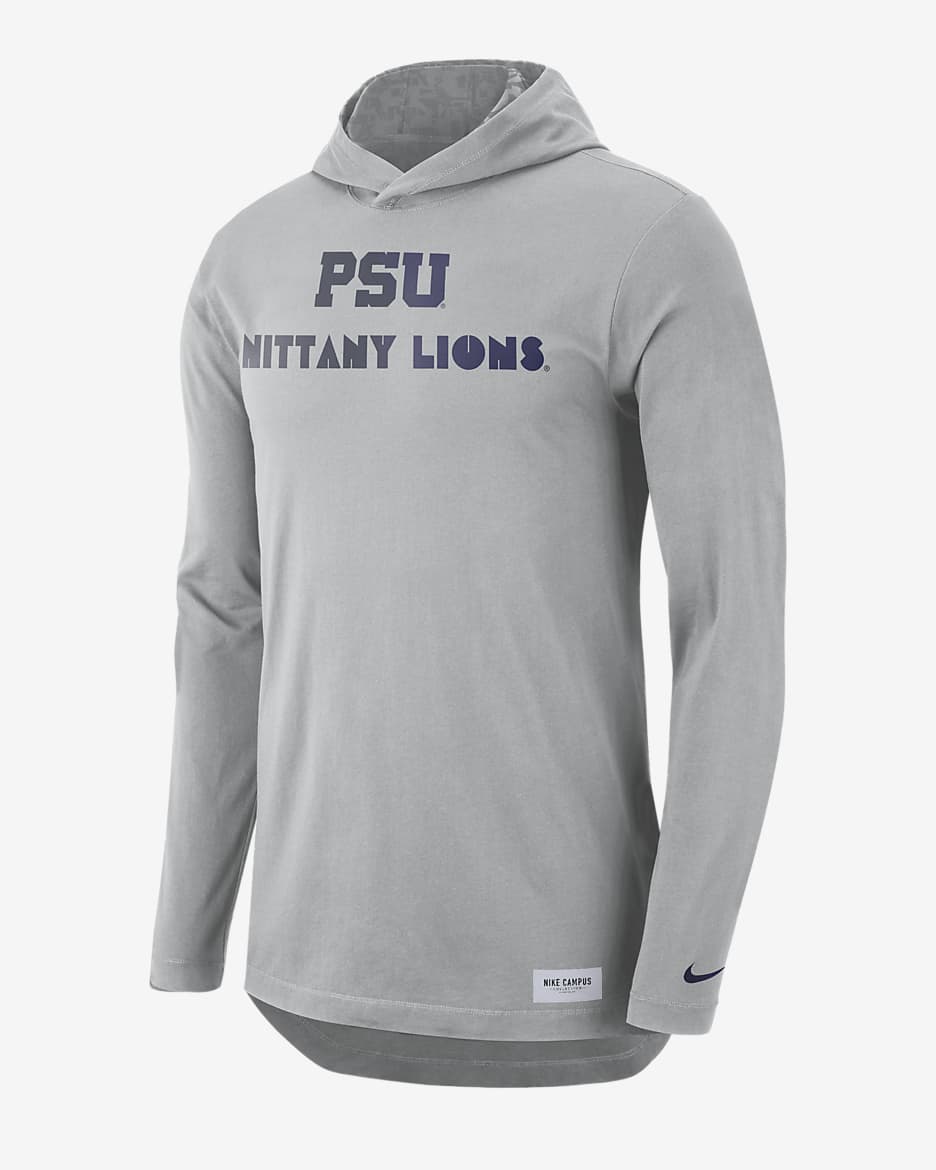 Nike College Dri-FIT (Penn State) Men's Long-Sleeve Hooded T-Shirt - Flat Silver