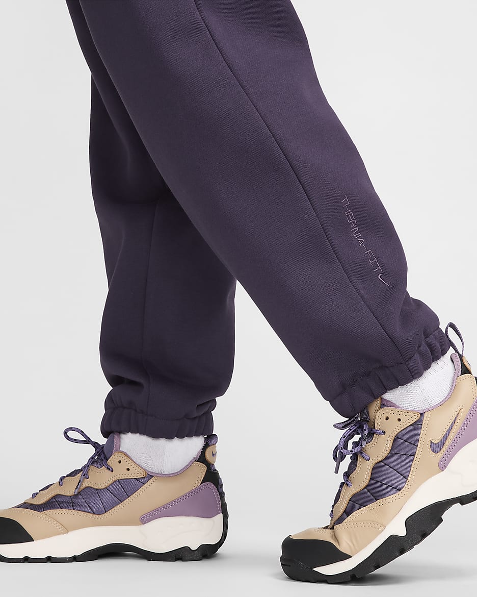 Nike ACG Lungs Therma-FIT Repel "Tuff Fleece" Pants - Dark Raisin/Safety Orange/Summit White