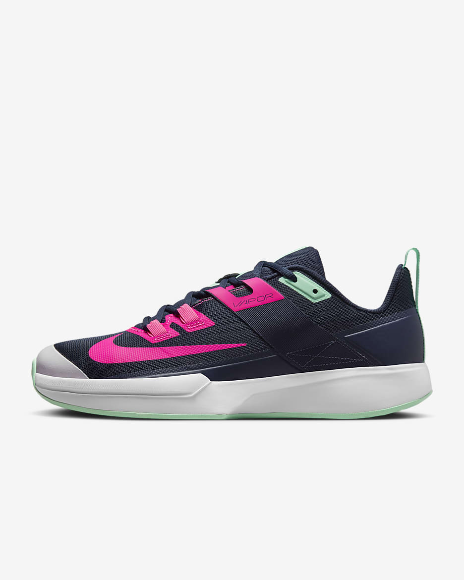 NikeCourt Vapor Lite 男款硬地球場網球鞋 - Obsidian/Green Glow/白色/Hyper Pink