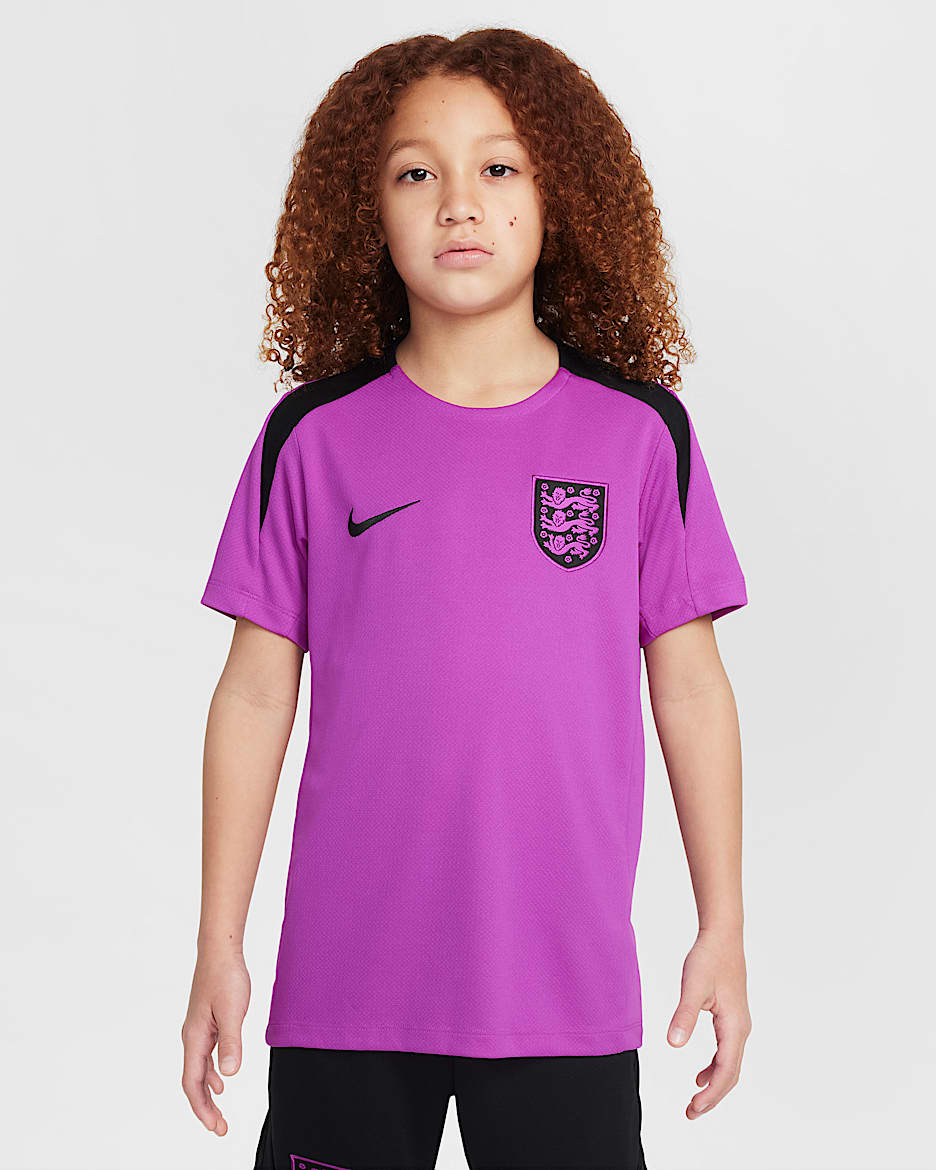 England Strike Older Kids' Nike Dri-FIT Football Short-Sleeve Top - Vivid Purple/Black/Black