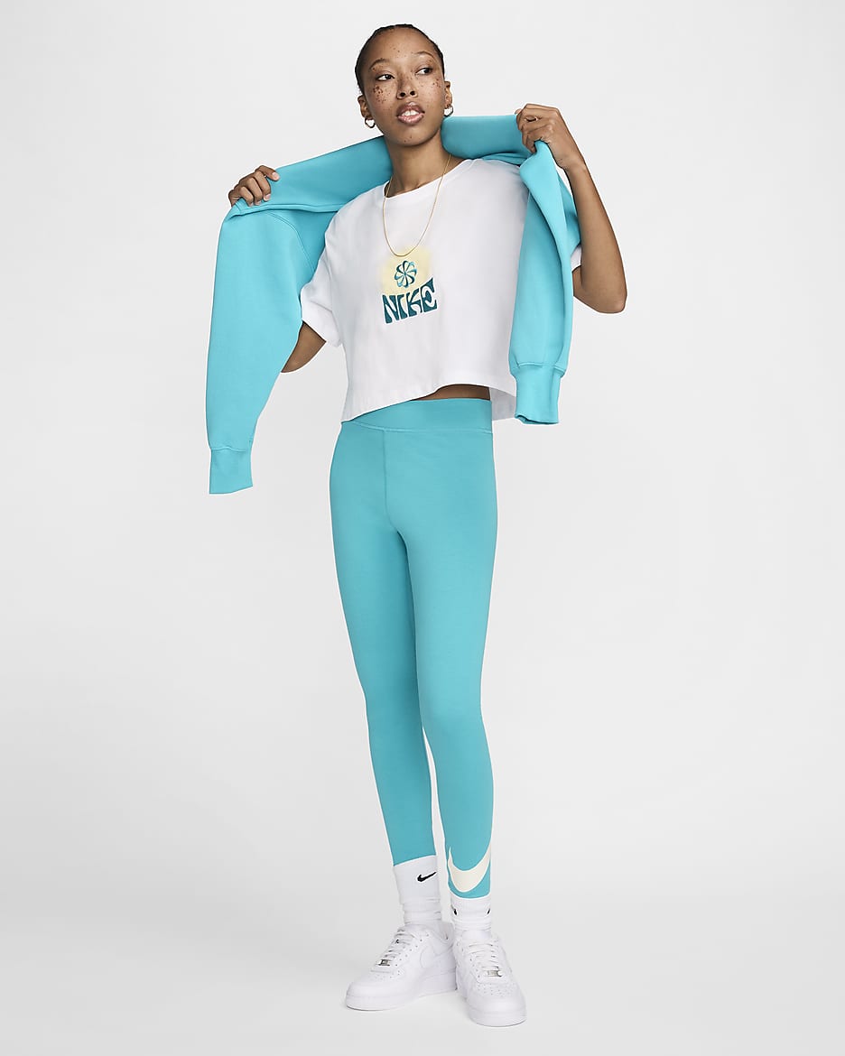 Leggings de cintura alta con gráficos para mujer Nike Sportswear Classics - Cactus empolvado/Vela