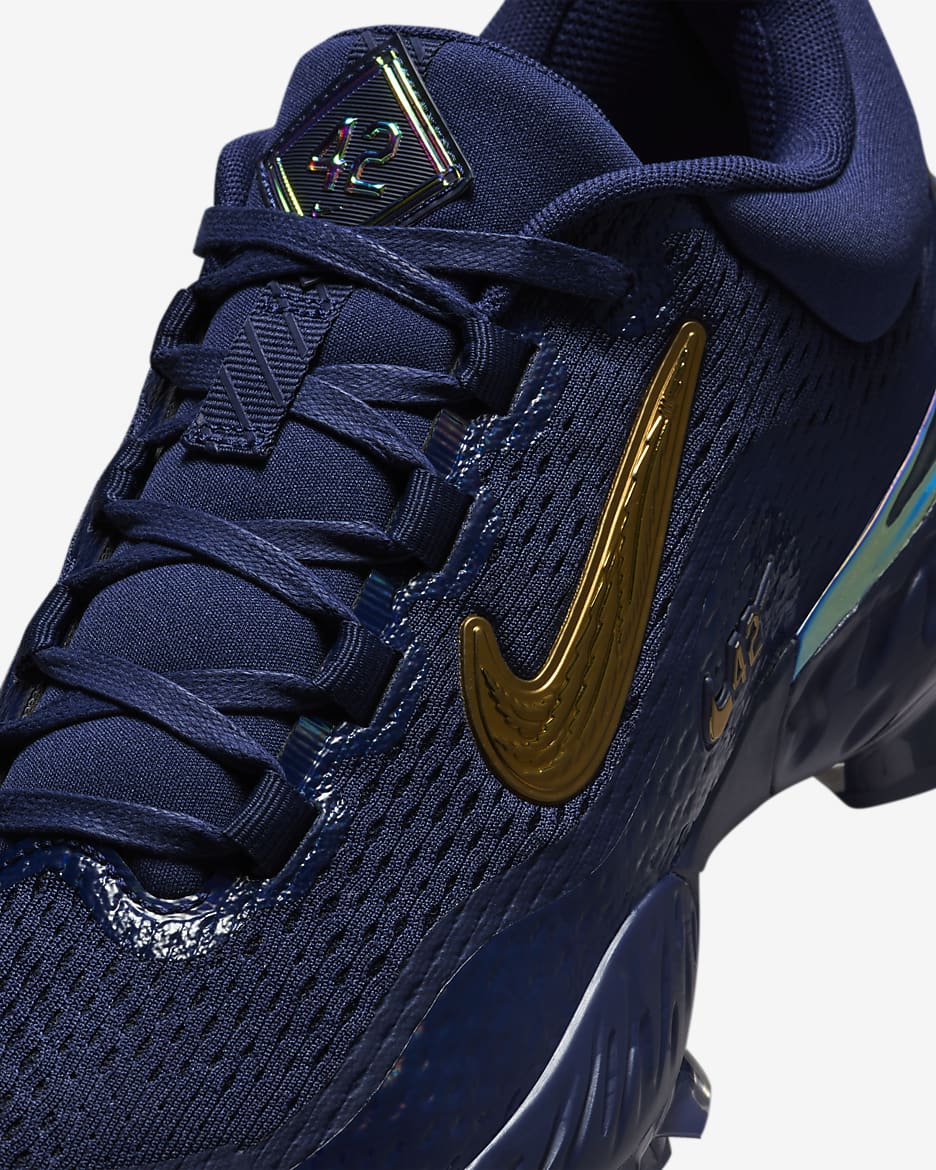 Nike Alpha Huarache Elite 4 Low MCS JRD Baseball Cleats - Midnight Navy/Midnight Navy/Metallic Gold