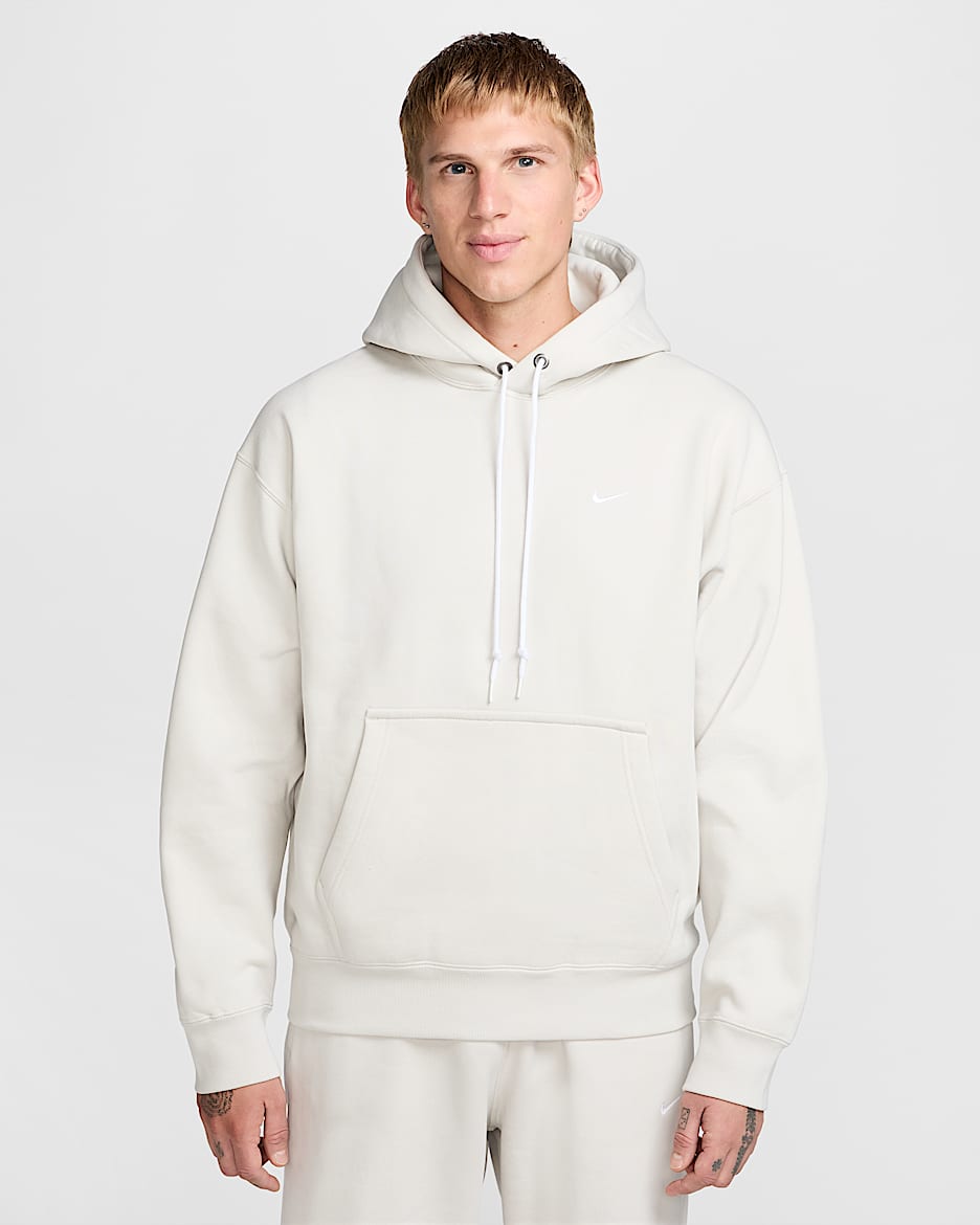 Sweat à capuche en tissu Fleece Nike Solo Swoosh pour homme - Light Bone/Blanc