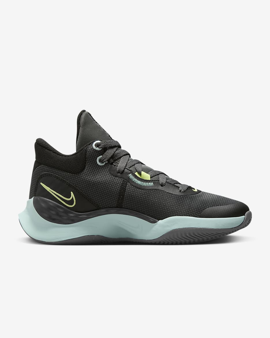 Tenis de básquetbol para mujer Nike Renew Elevate 3 - Negro/Gris hierro/Jade hielo/Amarillo pastel