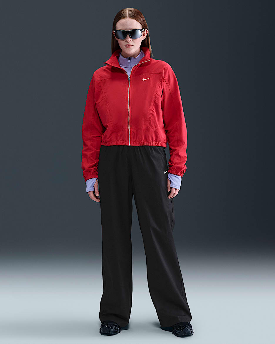 Nike Sportswear Chill Poplin Pantalons amples de cintura alta amb vora oberta - Dona - Negre/Sail
