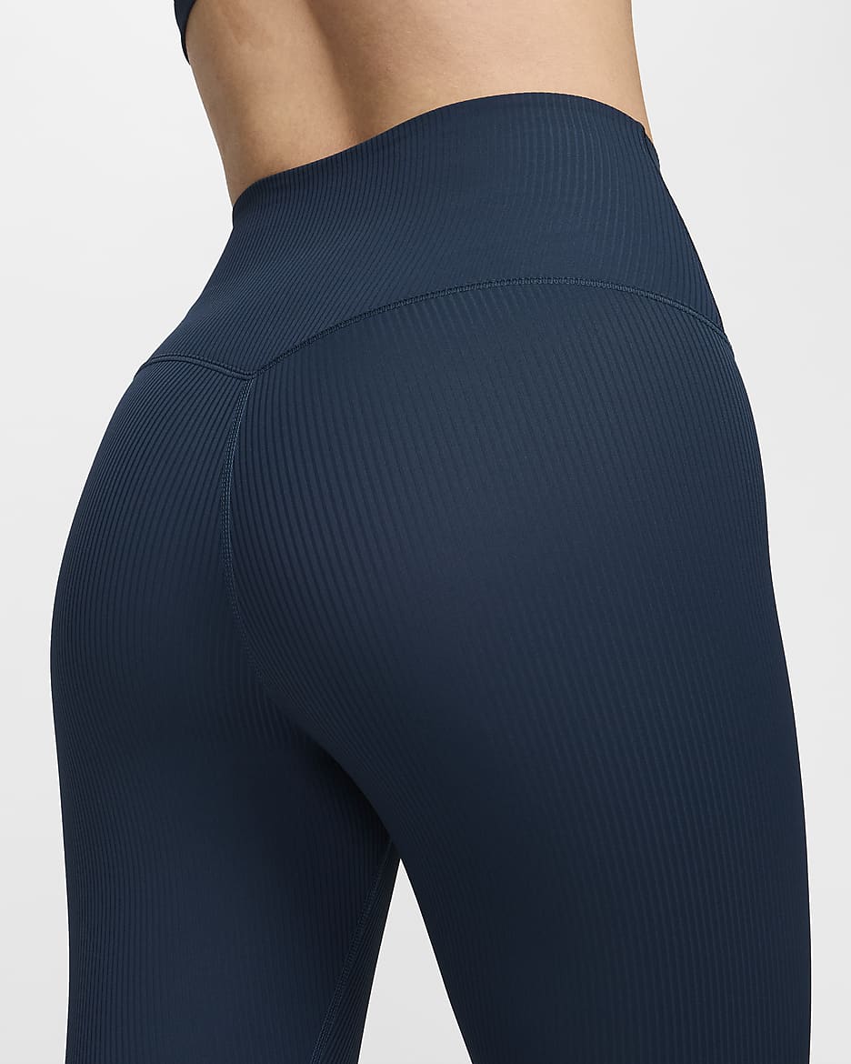 Nike Zenvy Rib Women's Gentle-Support High-Waisted 7/8 Leggings - Armoury Navy/Black