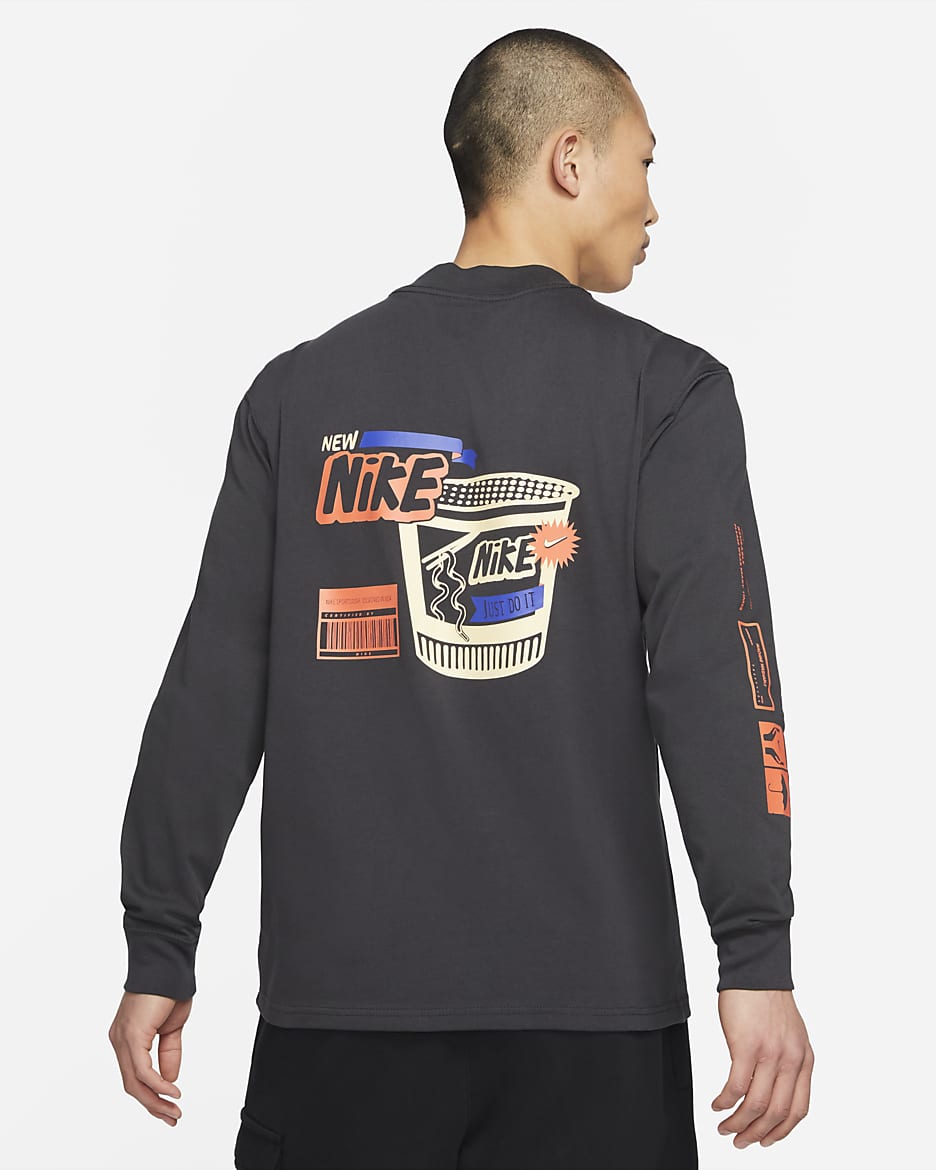 Nike Sportswear Men's Long-Sleeve Mock Neck T-Shirt - Off Noir/Lapis