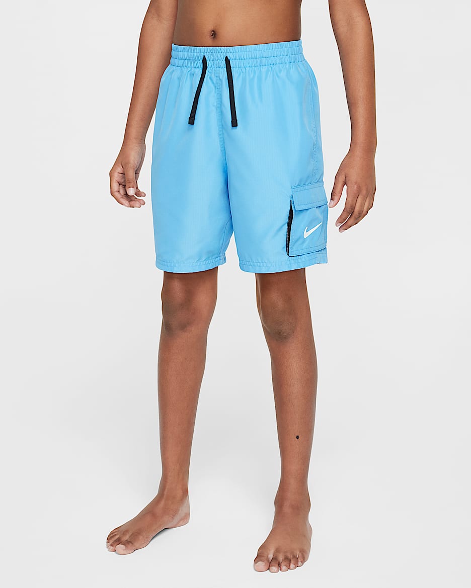 Shorts Volley de 15 cm para niño talla grande Nike Swim Voyage - Azul universitario/Azul universitario/Blanco/Blanco