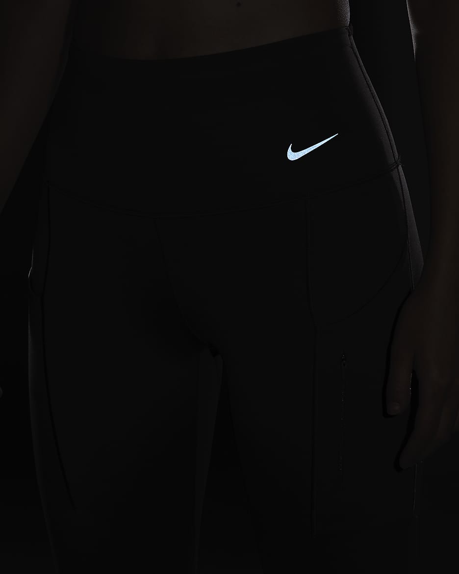 Nike Go Women's Firm-Support High-Waisted 7/8 Leggings with Pockets - Ironstone/Black