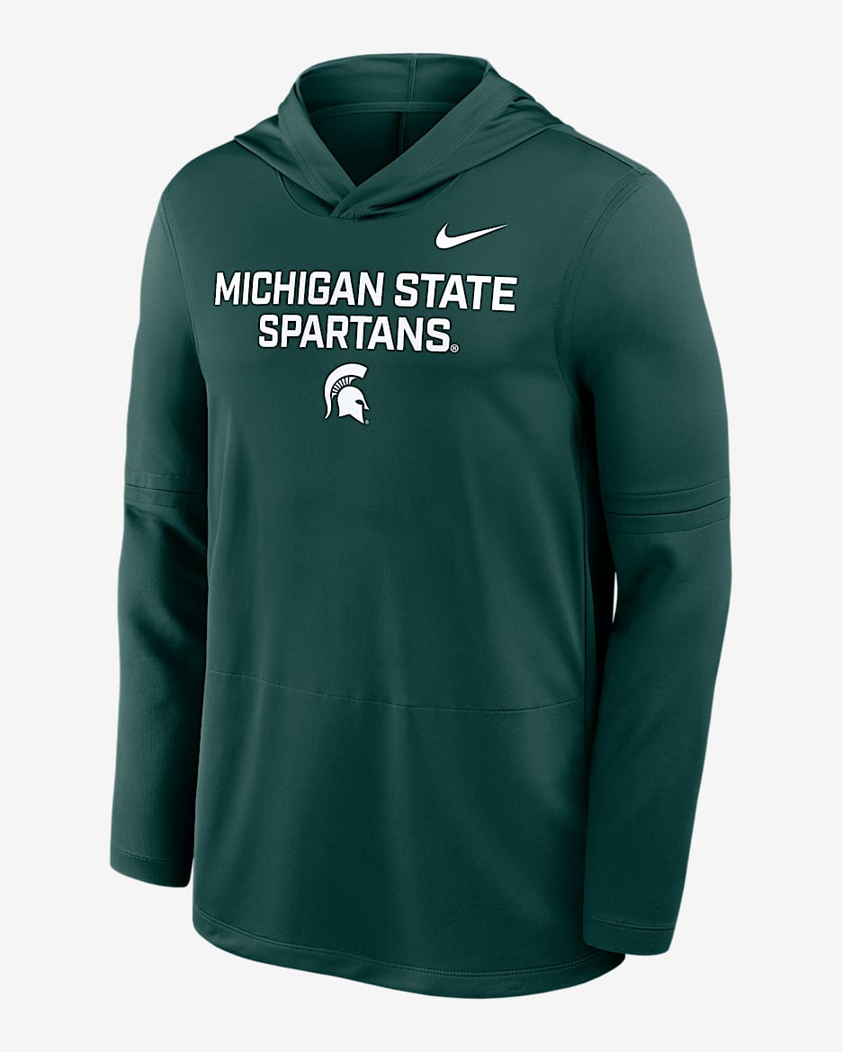 Michigan State Sideline Men's Nike Dri-FIT College Long-Sleeve Hooded Top - Green