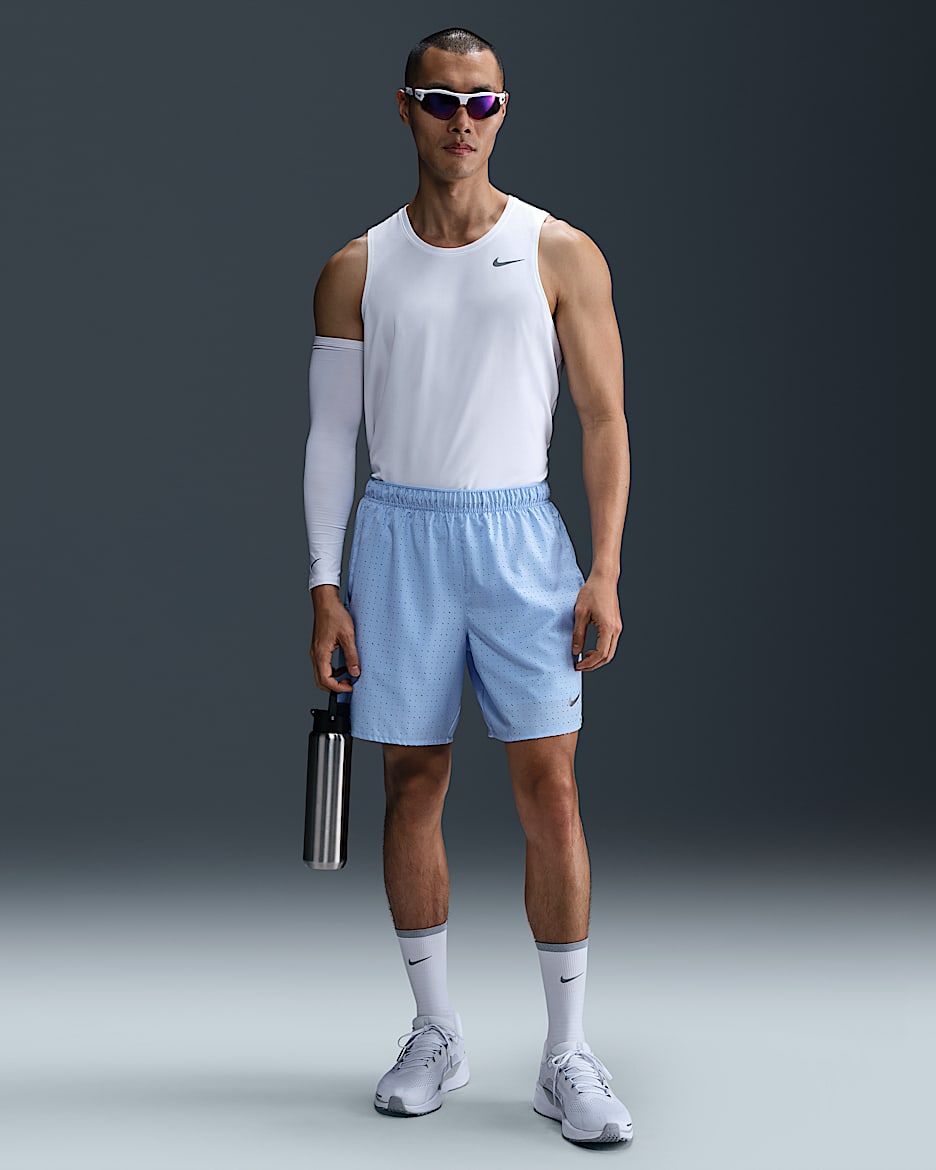 Shorts de correr Dri-FIT de 18 cm 2 en 1 para hombre Nike Challenger Breathe - Azul psíquico/Azul psíquico/Negro