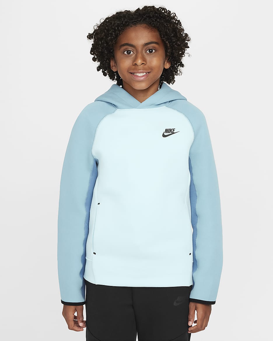 Nike Sportswear Tech Fleece Older Kids' (Boys') Pullover Hoodie - Glacier Blue/Denim Turquoise/Aegean Storm/Black