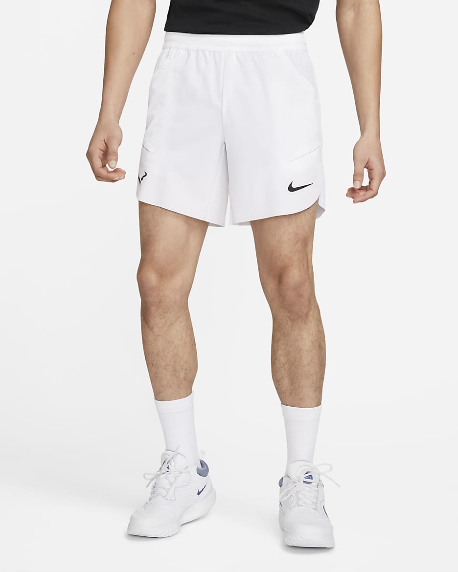 Shorts de tenis de 18 cm Nike Dri-FIT ADV para hombre Rafa - Blanco/Negro